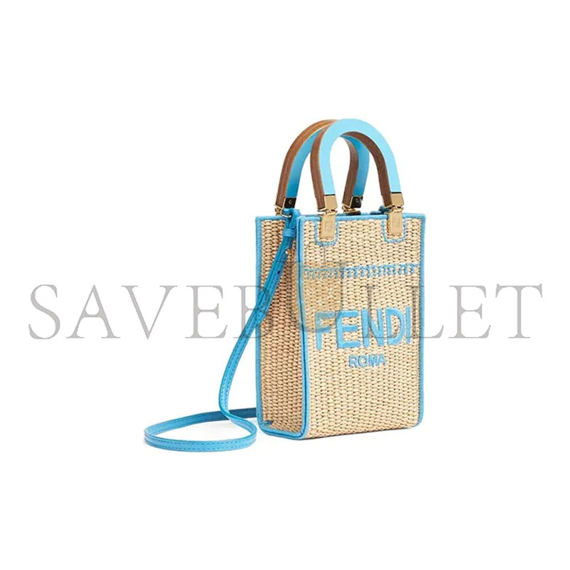 F**di sunshine mini straw & leather tote 8bs051afqpf1elx (18*13*6cm)